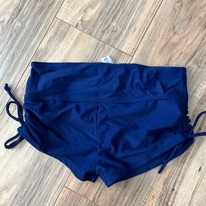 Navy boyshort swim bottoms